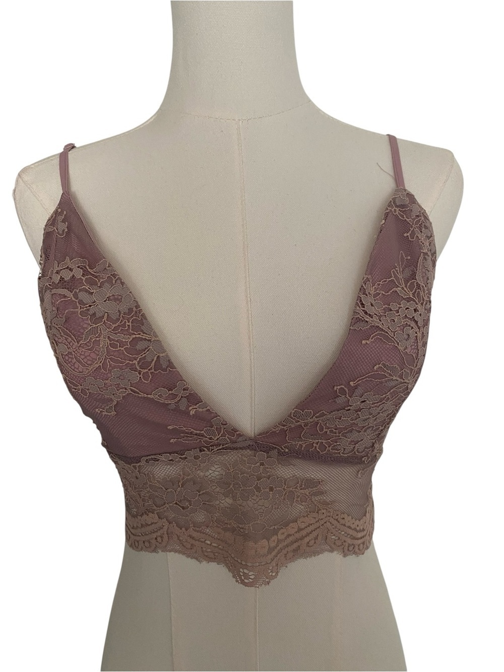 Tobi Dusty Rose Lace Longline Bralette